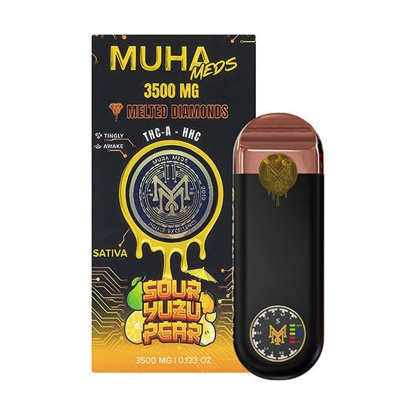 Muha Meds Gen 3 Melted Diamonds THCA Disposable — 3.5G Sour Yuzu Pear