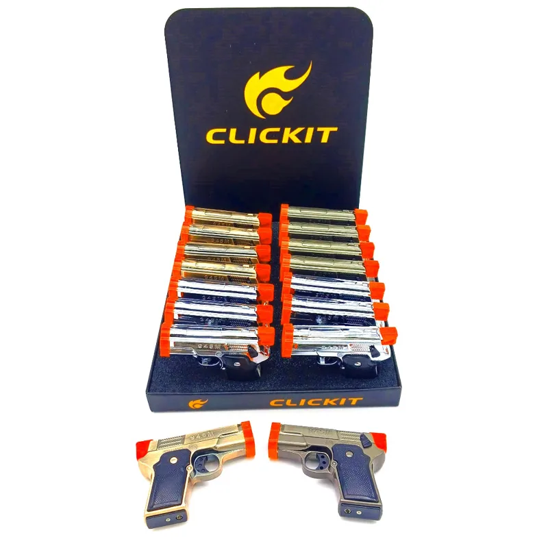 Clickit Novelty Torch Lighters Clickit Pistol Single Torch Lighter
