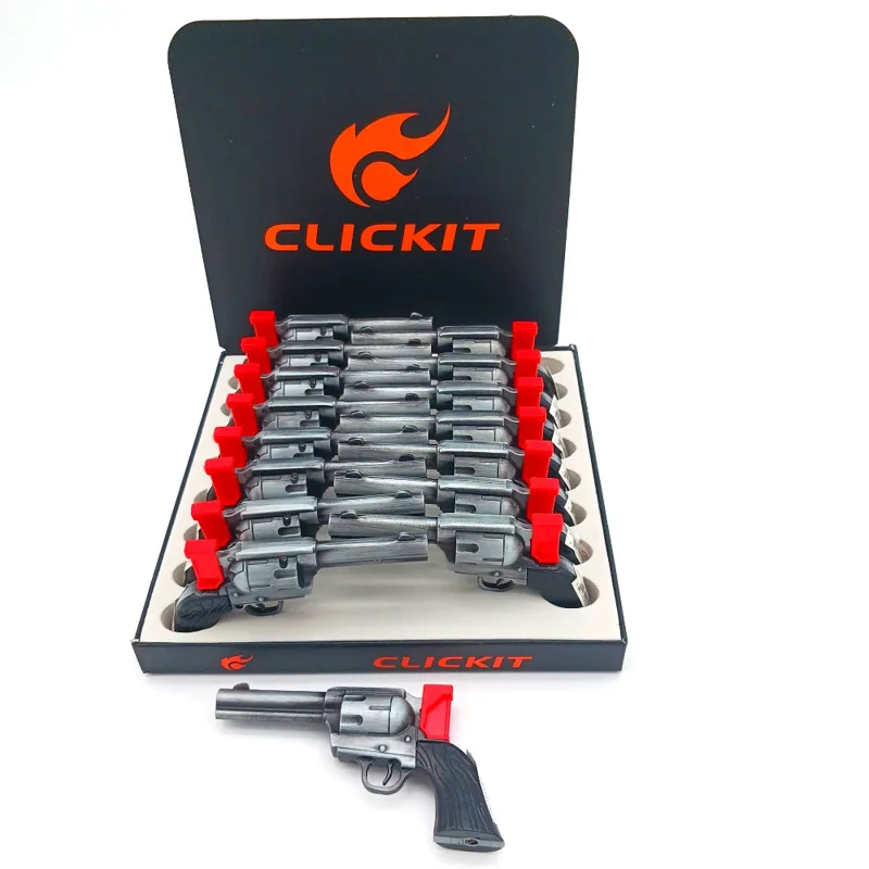 Clickit Novelty Torch Lighters Clickit Revolver Gun Single Torch