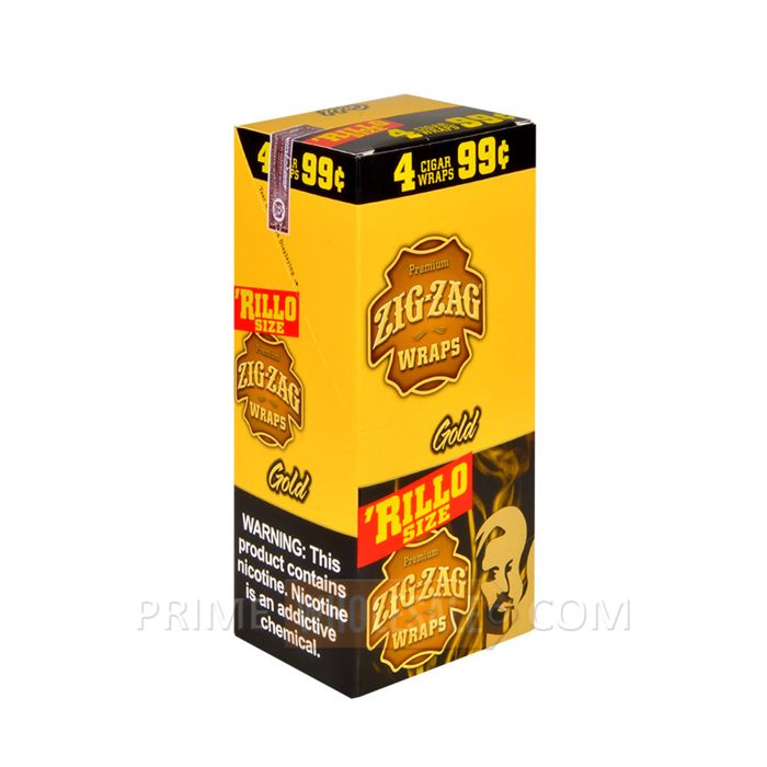 Zig-Zag Rillo Size Cigar Wraps Gold